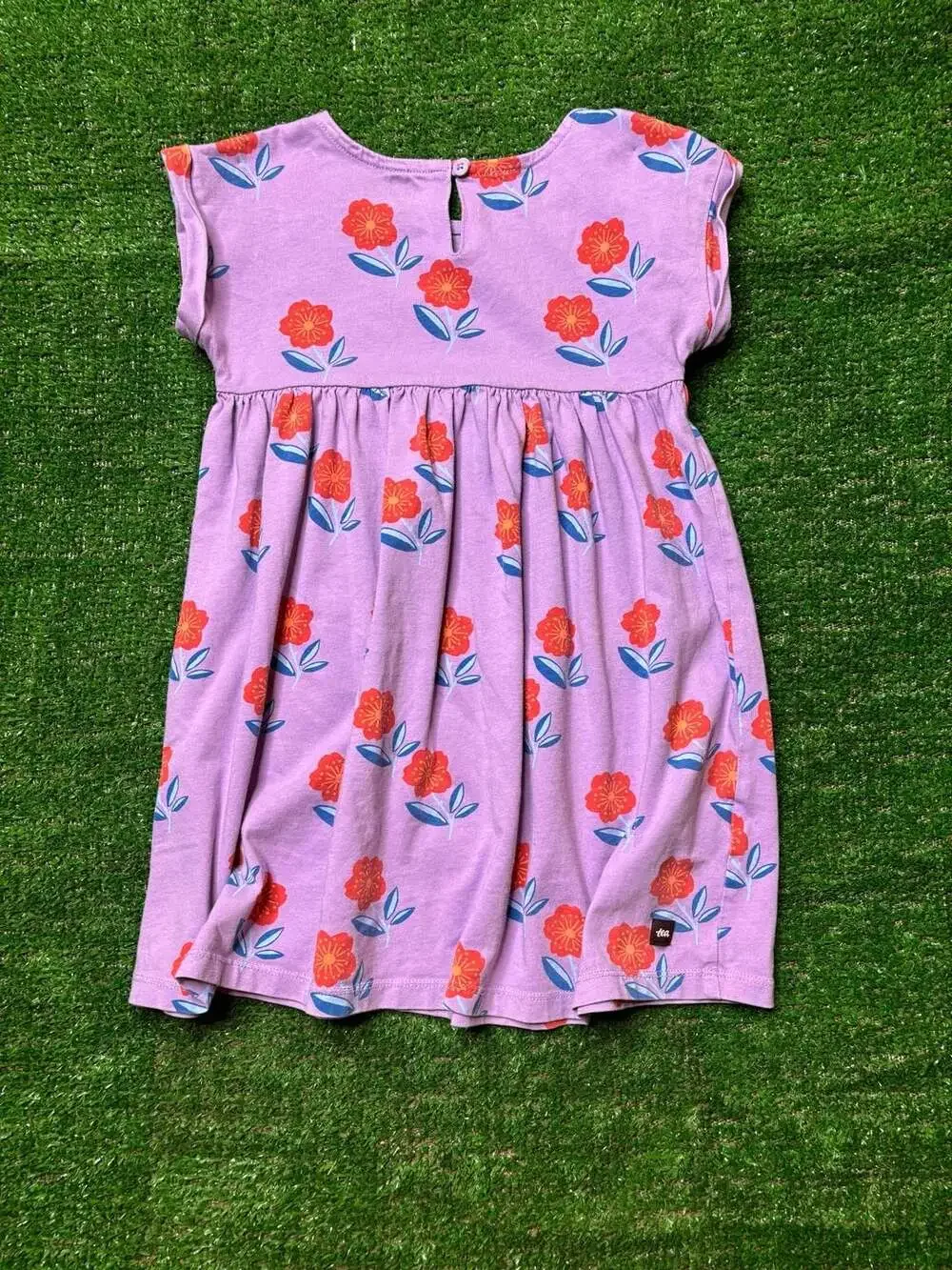 Tea Collection Purple Floral Red Flower Print Dress Size 4T